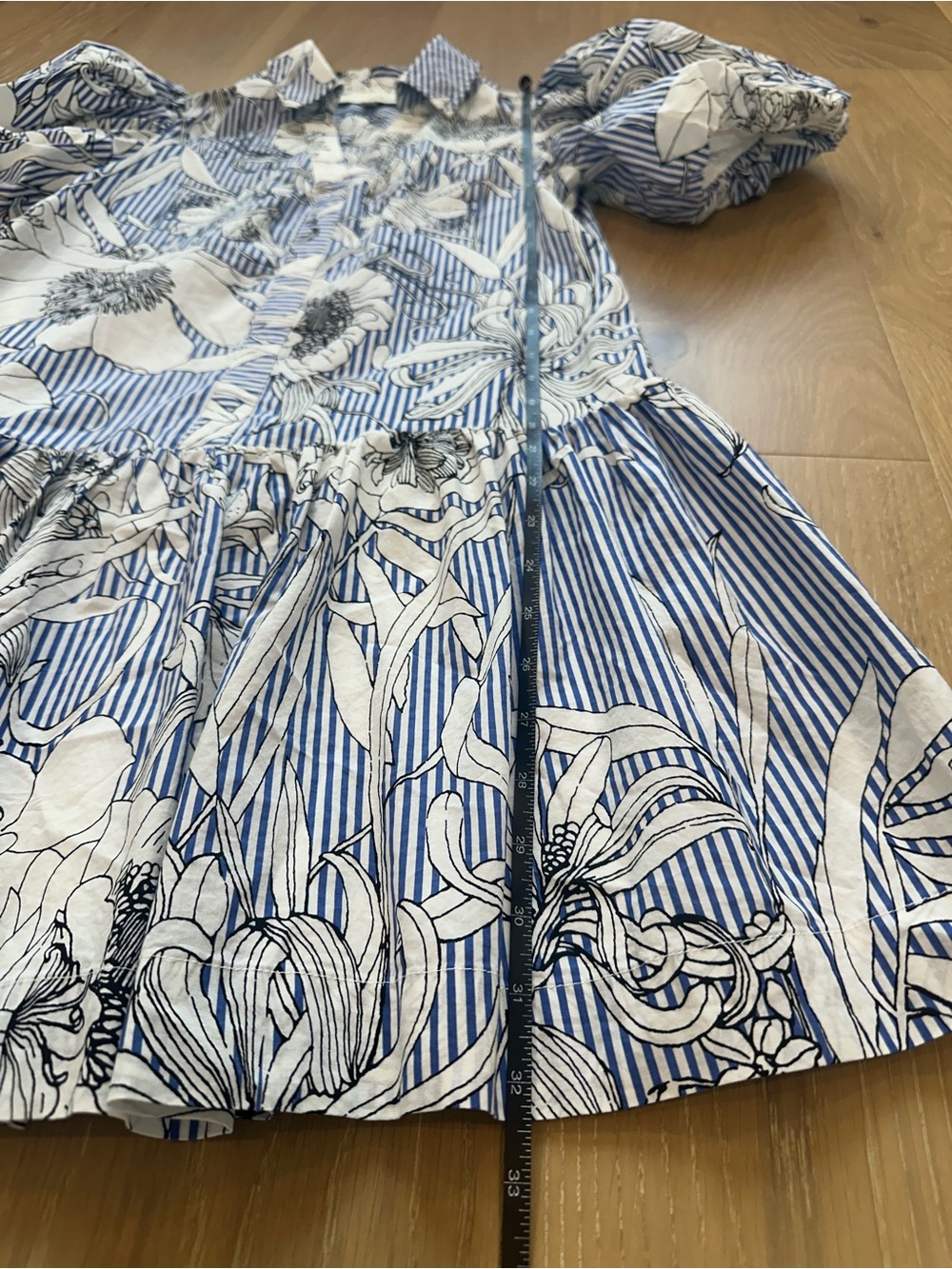 Pinch Riveria Blue White Ruffle Puff Sleeve Cotton Summer Mini Dress Size Small - Picture 15 of 16